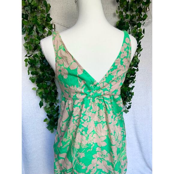 Old Navy Made in Indonesia Floral Green and Tan Mini Dress Women’s Size Small - Picture 7 of 9